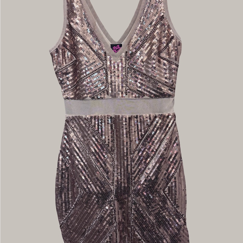 bebe Gold Sequin Bodycon Dress
